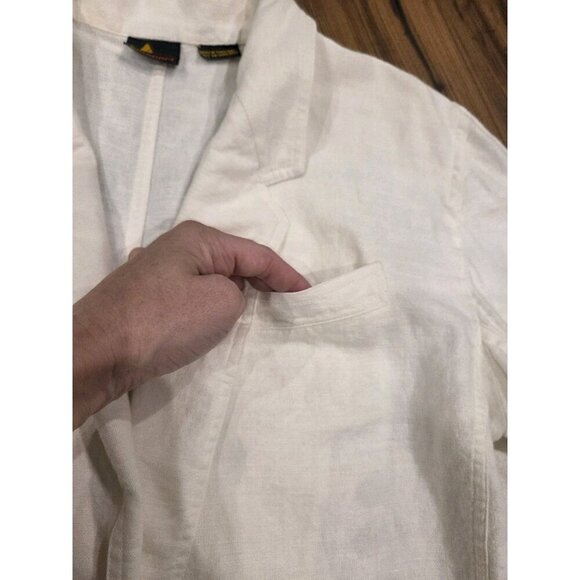 90s Liz Sport Cotton Linen Blazer Womems Sz L French Seams Classic - Picture 9 of 14